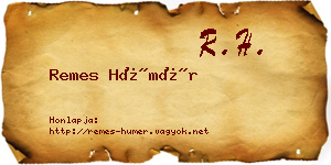 Remes Hümér névjegykártya